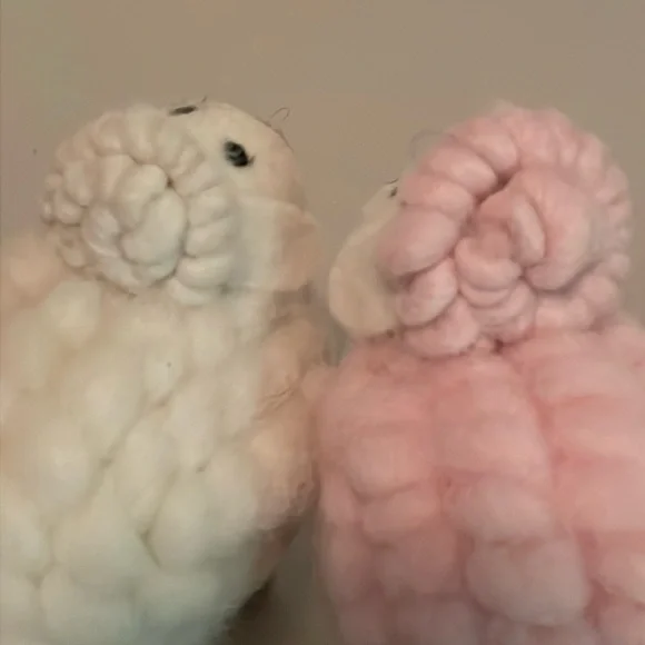 Pier 1 One Imports set of 4 wool sheep green yellow pink white Easter Ho… - Picture 7 of 9